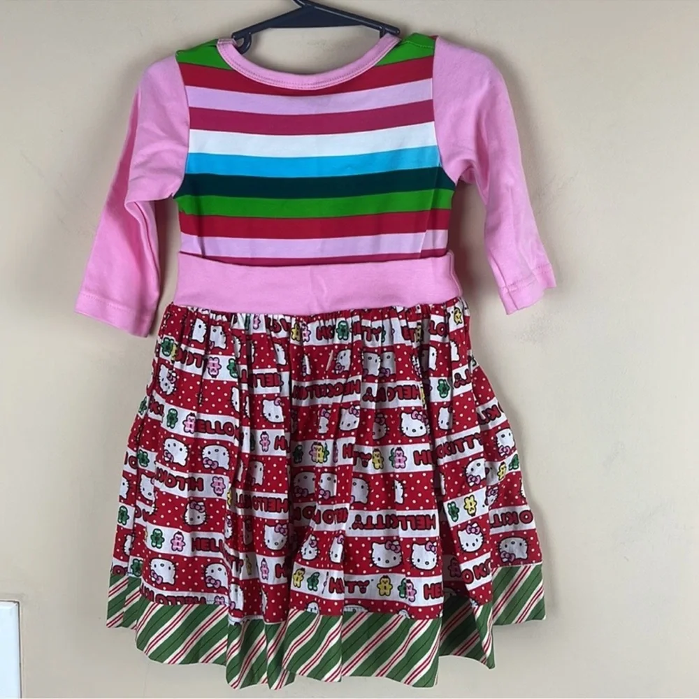 Hello Kitty Chris ‘N Missy Christmas Holiday Party Dress Stripe Mixed Print